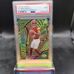 Jayden Daniels  Ilusions Illusinist  Emerald Green Rookie PSA 9