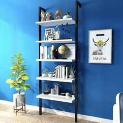 Hooseng Open Wall Mount Bookcase, Modern 5-Shelf Ladder 
