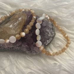 Mother Of Pearl Handmade Elastic Bracelet 3 Size 