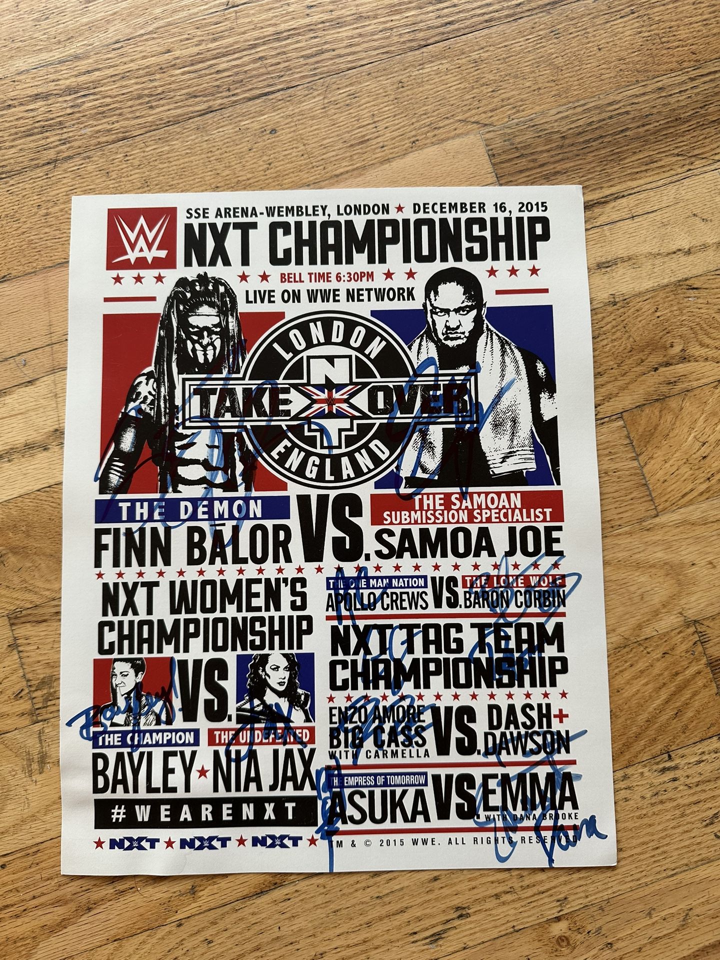 WWE NXT Takeover London Signed Poster