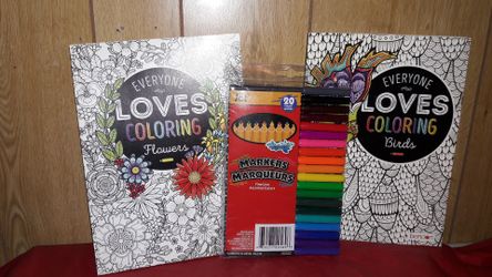 NEW Adult Coloring Books with markers. All for $10