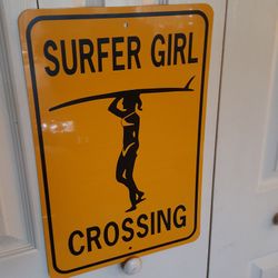 Surfer Girl Crossing Sign