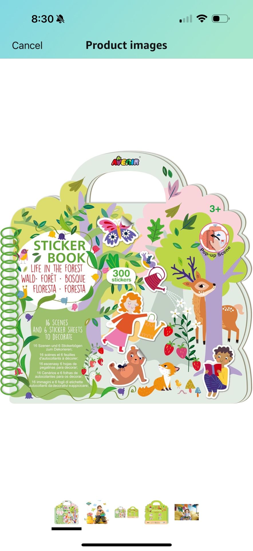 Sticker Book, Forest Themed, 16 Background Scenes, Including Pop Up Scenes, 300 Stickers, Ideal for On The Go, for Ages 3+