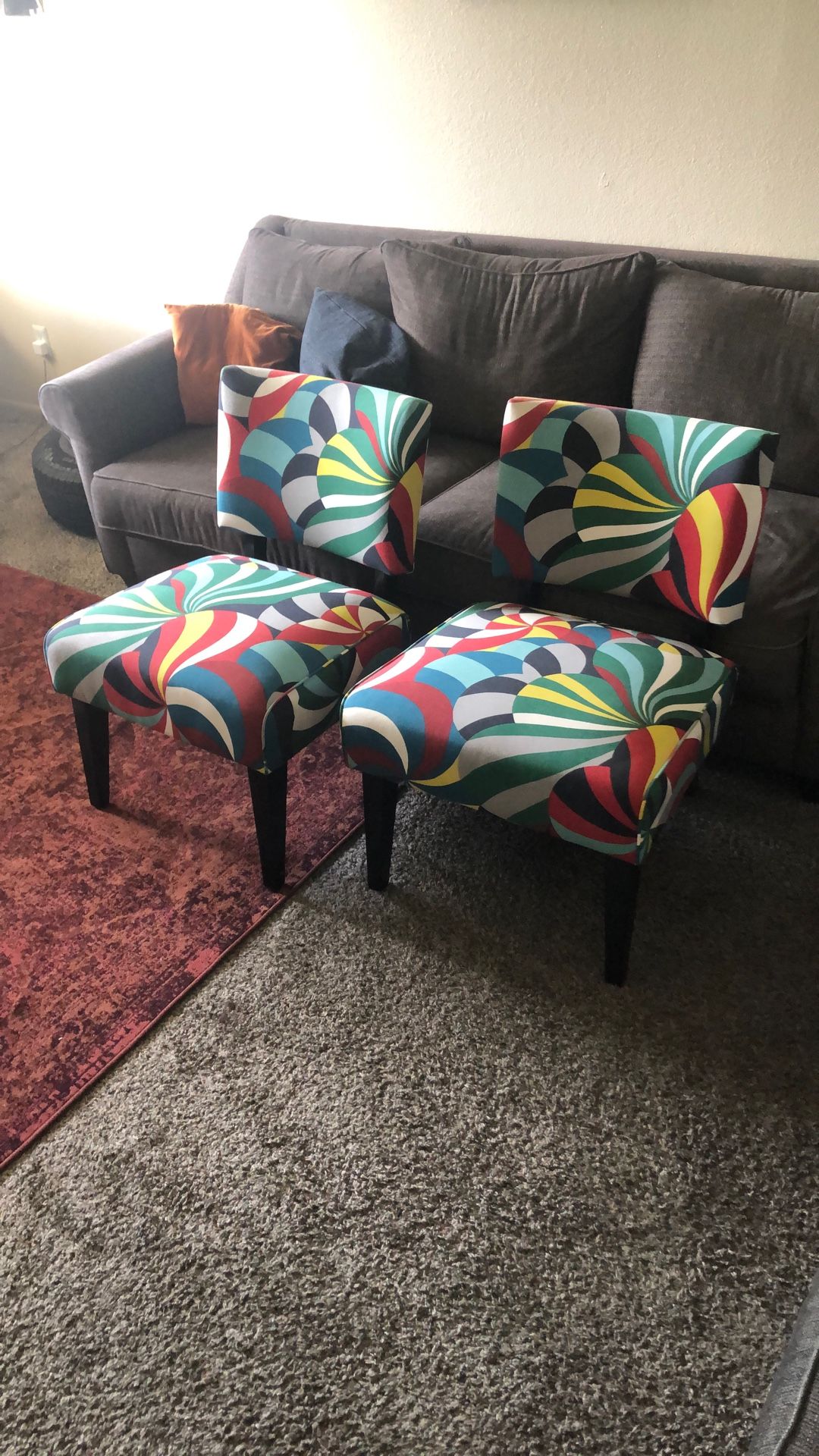 Pair Of Crate & Barrel Multicolored Chairs