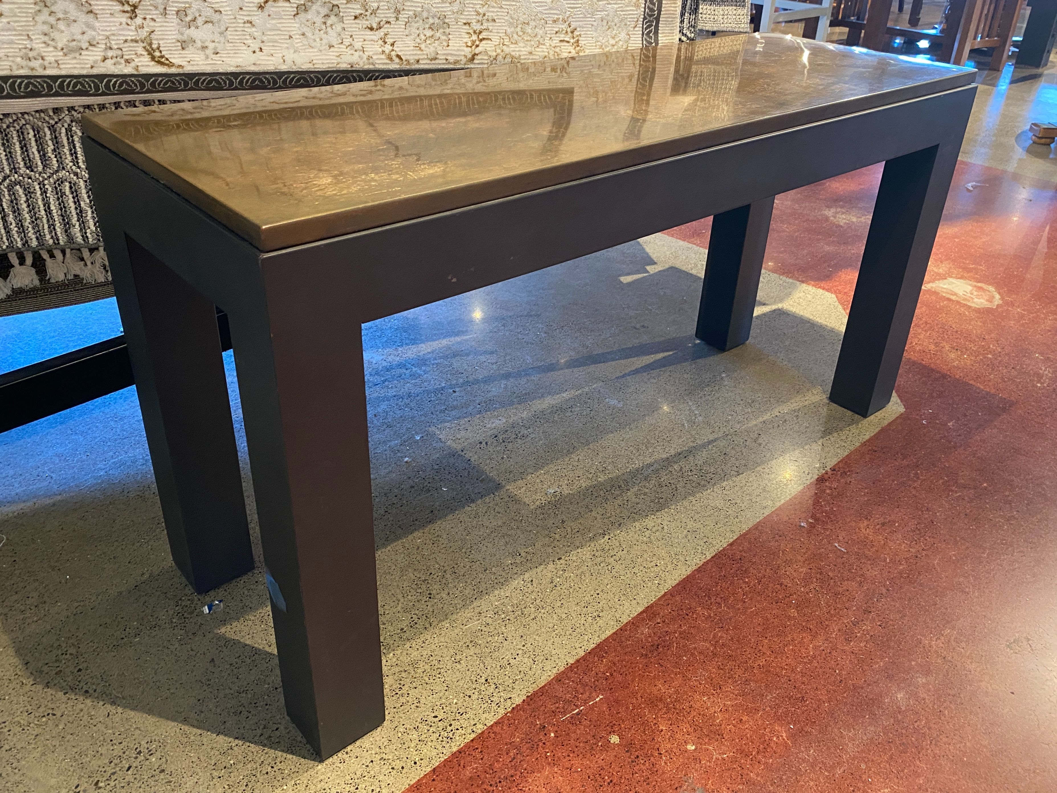Thick Leg Copper Top Sofa Table