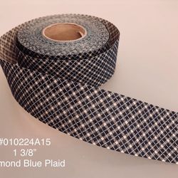5 Yds of 1 3/8” Vintage Cotton Craft Ribbon -Blue Diamond Plaid#010224A15