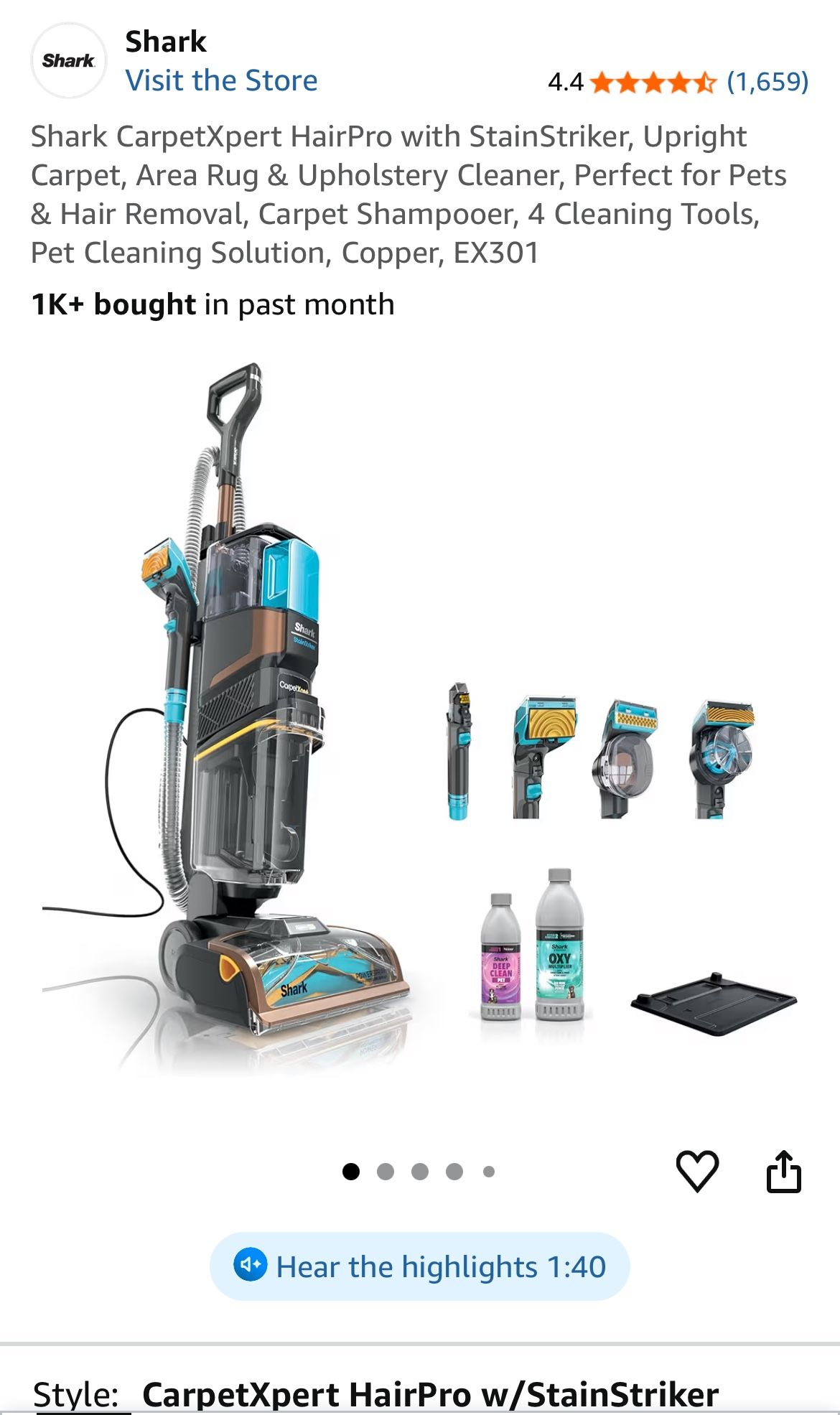 NEW Shark Carpet, Area Rug & Upholstery Cleaner