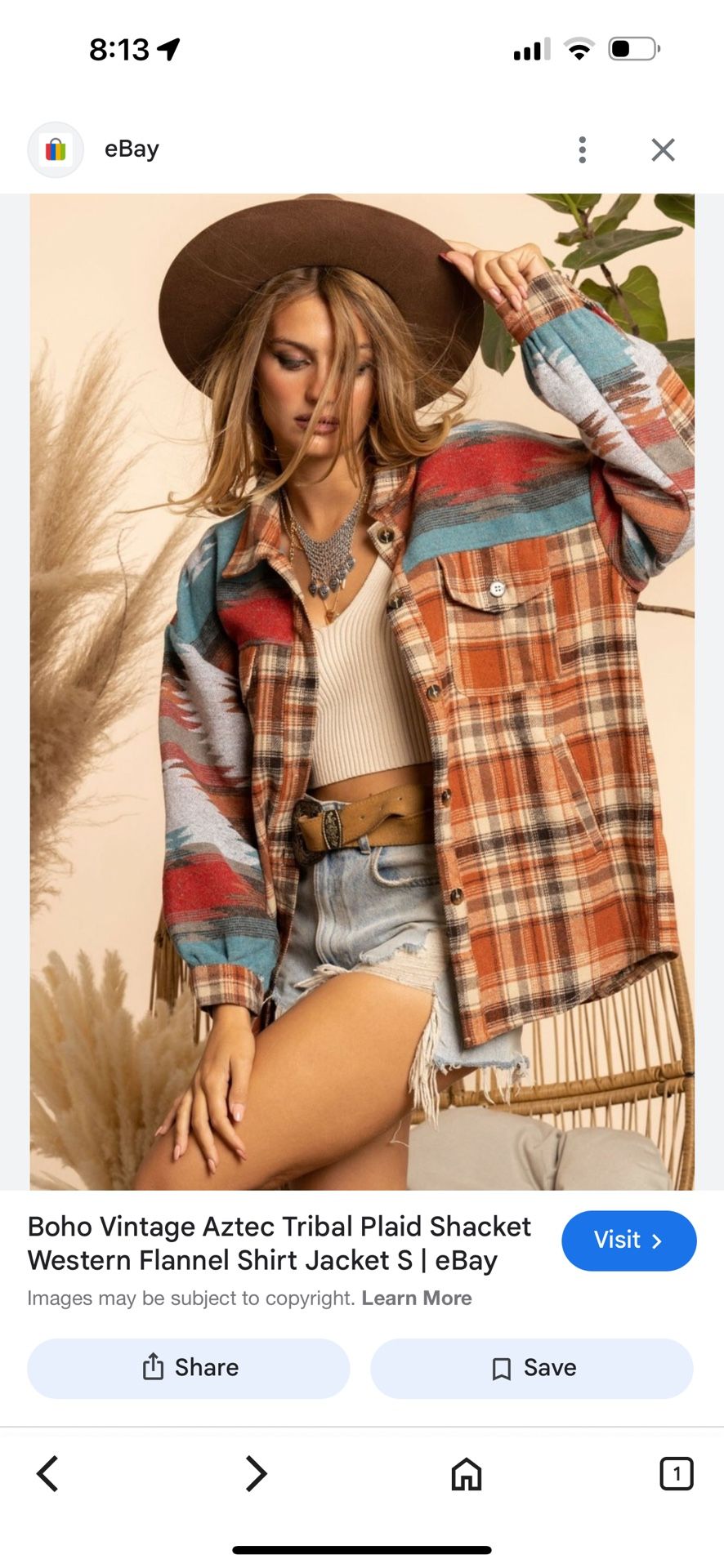 Aztec flannel long sleeve top w/pockets Women’s Plaid Flannel Shirt