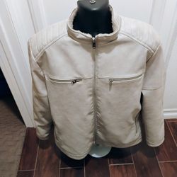 Marc Asher Stone Colored Mens Leather Jacket Size XL