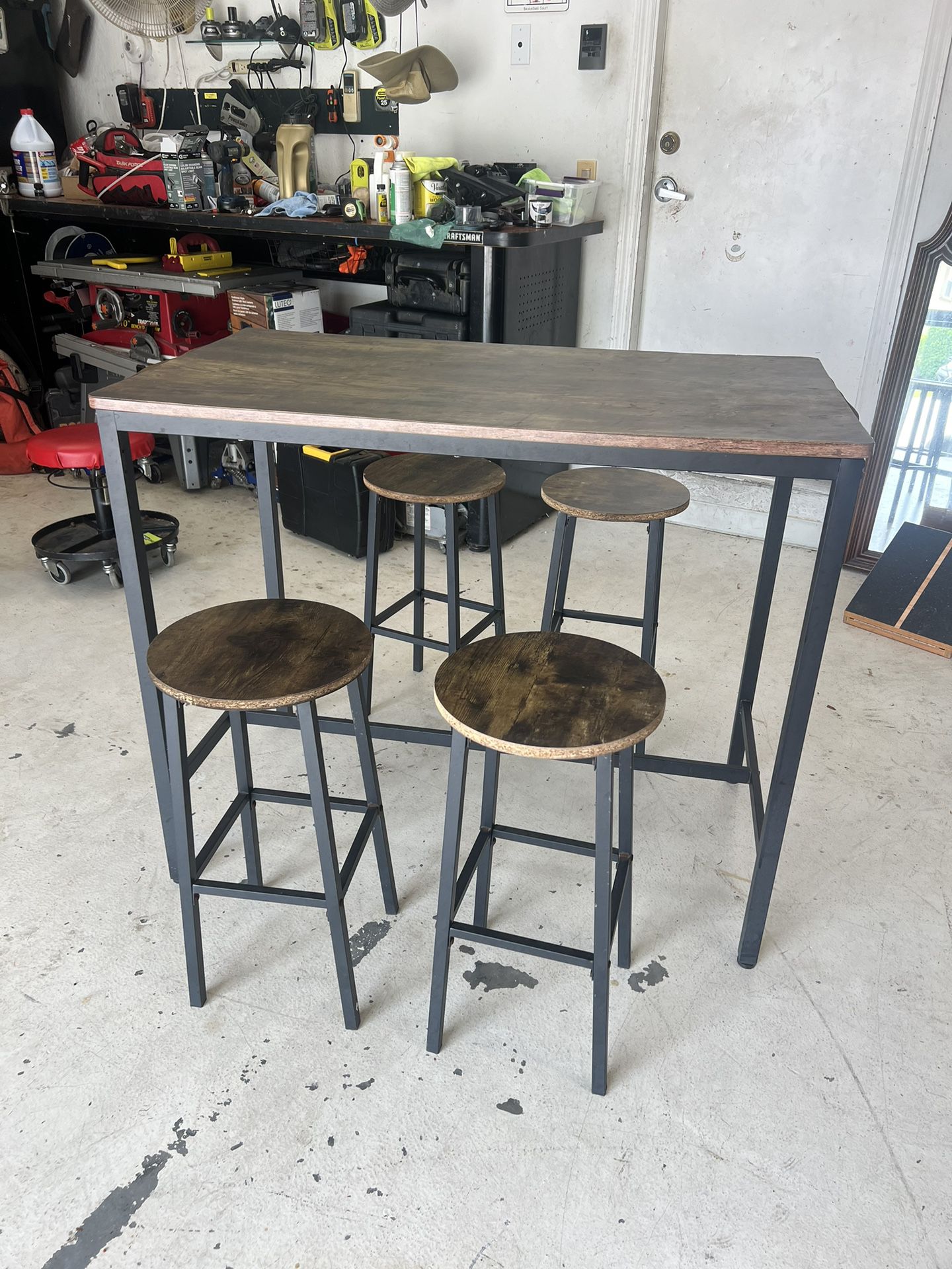 Small Bar Stool Table High With 4 Chairs