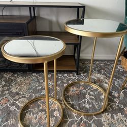 Convenience Concepts Gold Coast Mirrored Nesting End Tables