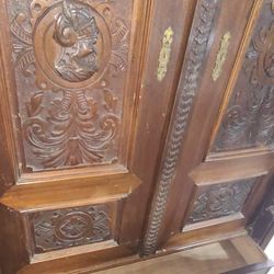 Solid Wood Carved Armoire 