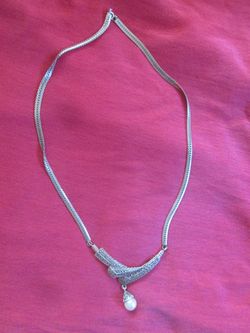 STERLING, MARCASITES AND PEARL NECKLACE