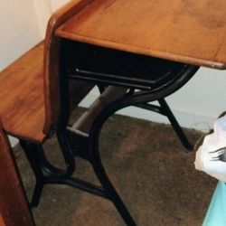 1930 Vintage School Desk ASC1 With ink Well, Cast Iron Frame Completely Restored.  