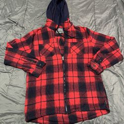 Red Flannel Zip Up Sweater 