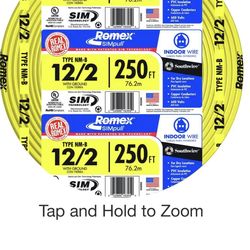 Romex 12/2 Wire 250ft Coil