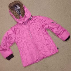 Rothschild Girls Pink Faux Fur Hooded Puffer Coat S (7/8)