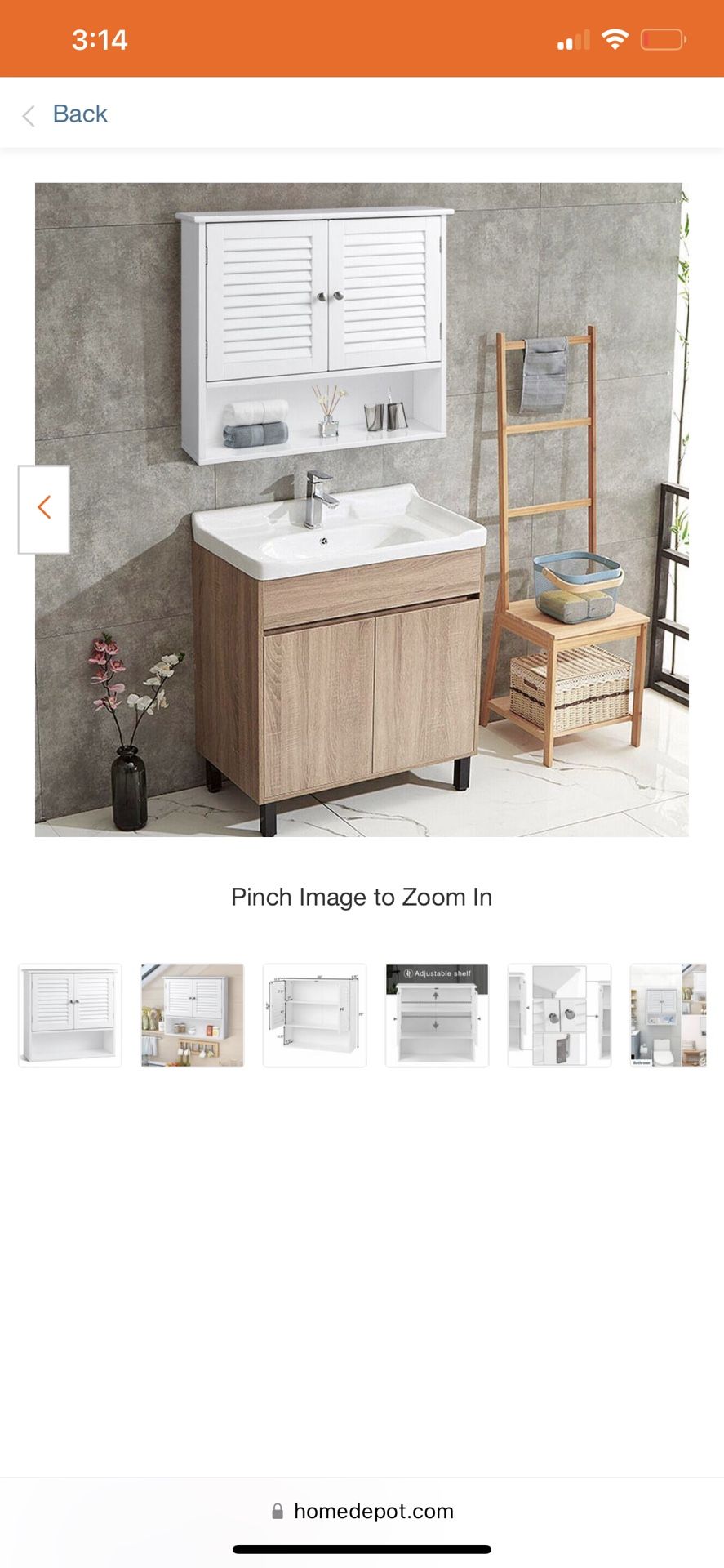 26 in. W Bathroom Wall Storage Cabinet with Double Doors Shelves in White