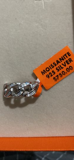 925 silver eternity Moissanite Cuban ring size 10