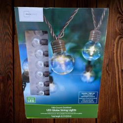 Mainstays 100-Count Outdoor LED Globe String Lights, with Brown Wire, AC Plug-in