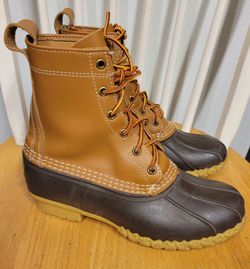 L.L. Bean Original Duck Boots Women's Brown Leather Lace-up Waterproof Size 8 / NEW