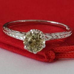 ❤️14k Size 8.25 Beautiful Solid White Gold Topaz Ring!/ Anillo de Oro Blanco con 1 Topacio Amarillo! 👌🎁Post Tags: Anillo de Oro