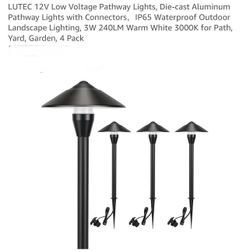 Pack 4 LUTEC 12V Low Voltage Pathway Lights 3W 240LM Warm White 3000K