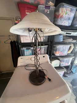 Table Lamp with Glass Shade and Twisted Metal Base