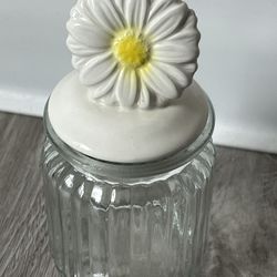 Glass Storage Jar With Ceramic Daisy Lid/ Topper