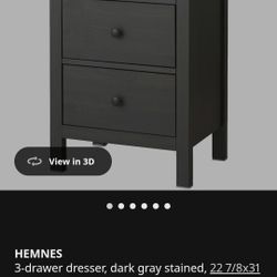 HEMNES
3-drawer dresser  dark gray