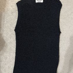 Retro Black Knitted Tank Top Small S