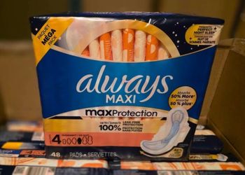 Case of 6! Always Maxi Overnight Pads with Wings Size 4, 48 pads