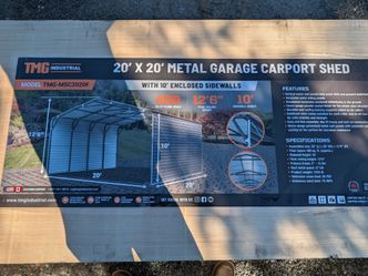 20x20 Enclosed Metal Carport TMG