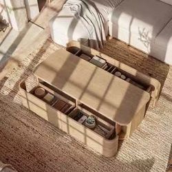 ❤️🔥 Coffee Table with Hidden Drawers, 55" Storage Coffee Table