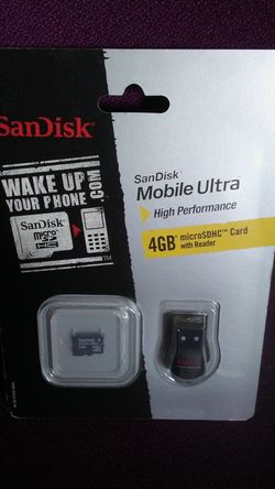 New Sandisk Micro SDHC CARD with reader. 4gb