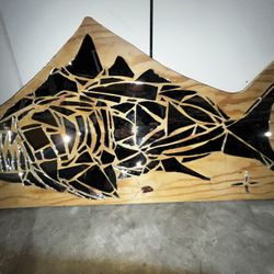 Custom Broken Mirror Fish Mosaic Art Piece