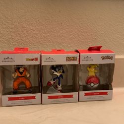 DRAGONBALL Z GOKU, SONIC , POKEMON PIKACHU ORNAMENT 6.00 each Buy  The One You Want