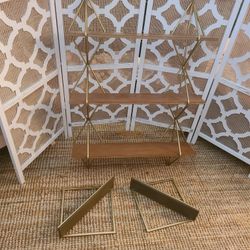Glam Wall Shelf Set Gold Metal And Wood