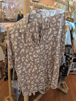 Leopard Print Button-Up Blouse set