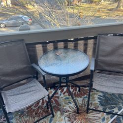Costar 3 PCS Bistro Patio Garden Furniture Set of 2 Folding Chairs Glass Table Top Steel