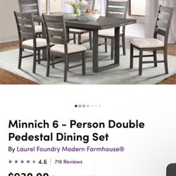 Modern 6-Piece Dark Wood Dining Table Set + Area Rug + 2 Chairs New In Box - Negotiable