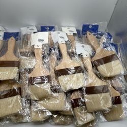 34x 3” Flat Bristle Utility Brushes Wood Handle – Bulk Lot New Sealed