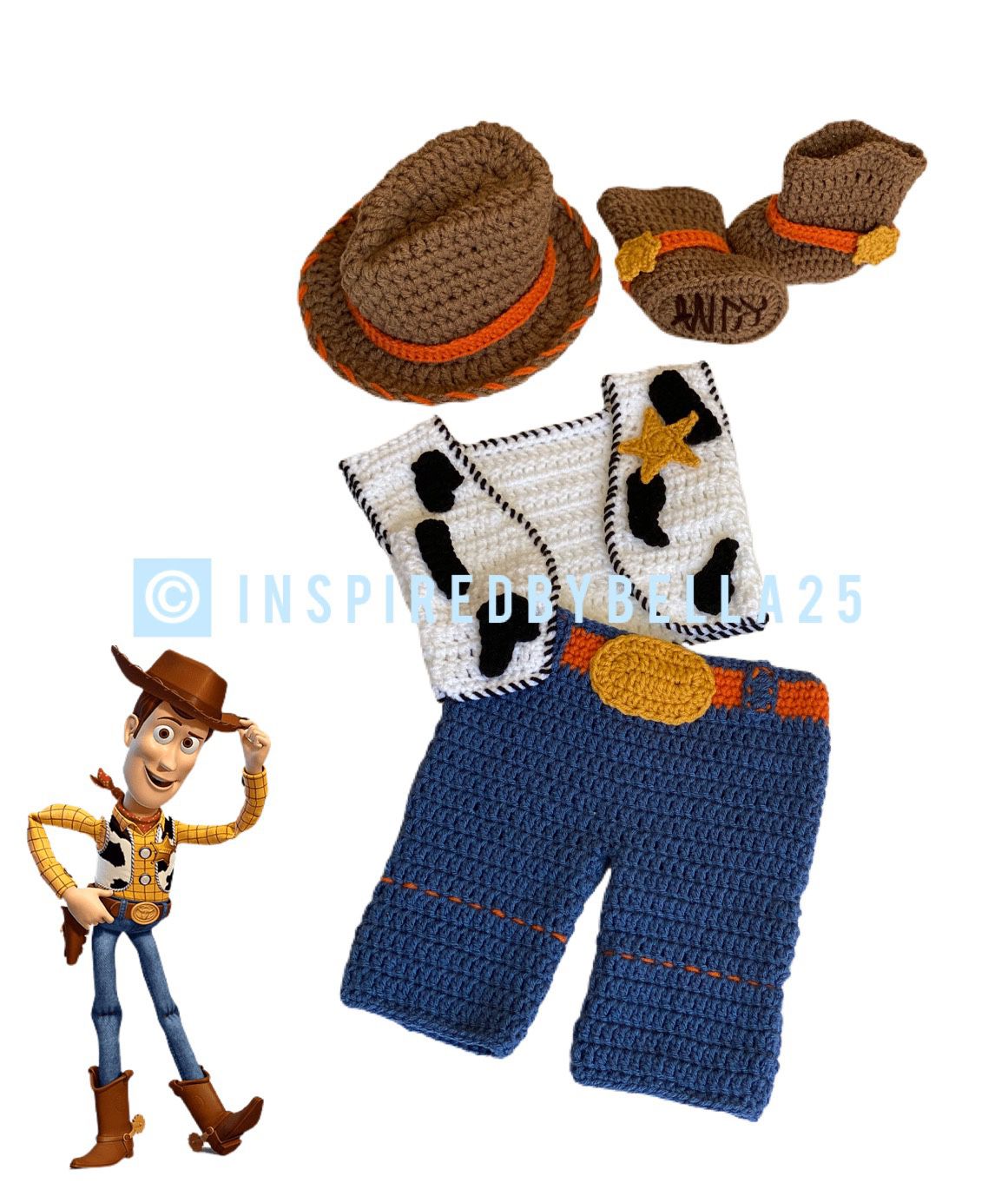 Woody crochet outfit, made to order, photography