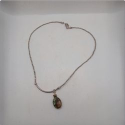 Tibetan turquoise silver bar necklace