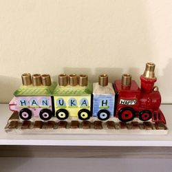Brand New - Ceramic Train Menorah