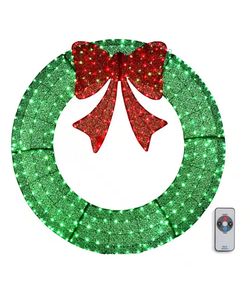 LED Light-Up Christmas Wreath with Remote