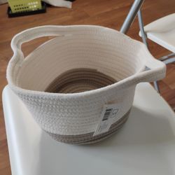 Rope basket, white and grey