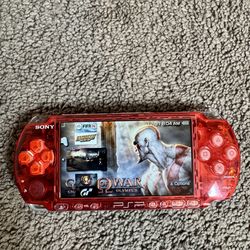 PSP 3000 Custom Transparent Red Shell With Games