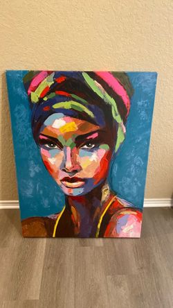 Colorful Abstract Woman Portrait Canvas Painting