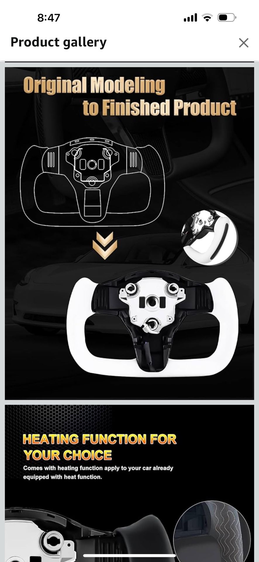 ZIMABLUE Yoke Steering Wheel Personalized Yoke Steering Wheel, Nappa Leather with Side Matte Carbon Fiber without Front Trim for Tesla Model 3 2017-20